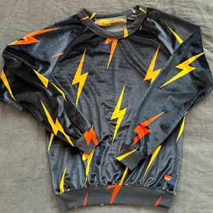 Aviator Nation Women’s black velvet bolt velour women’s small sweatshirt